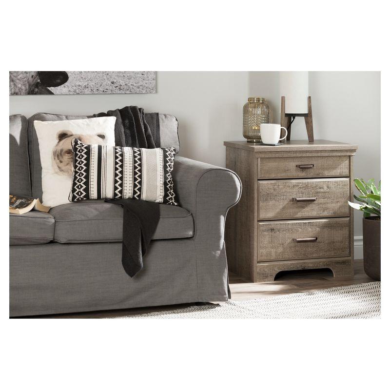 Weathered Oak 2-Drawer Nightstand with Charging Station