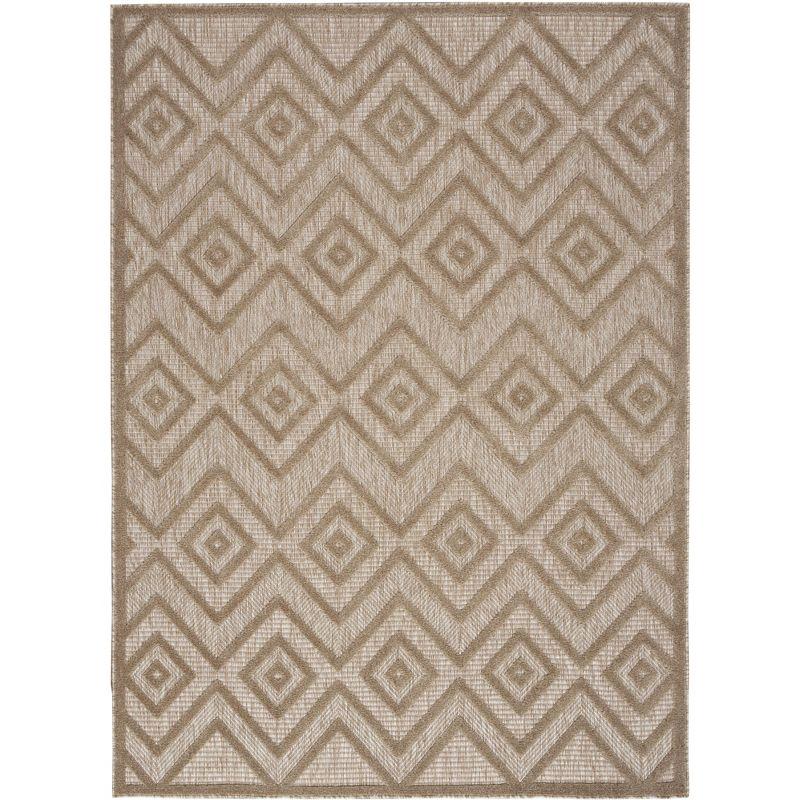 Nourison Versatile Diamond Geometric Flatweave Indoor Outdoor Area Rug Natural Beige 5' x 7'