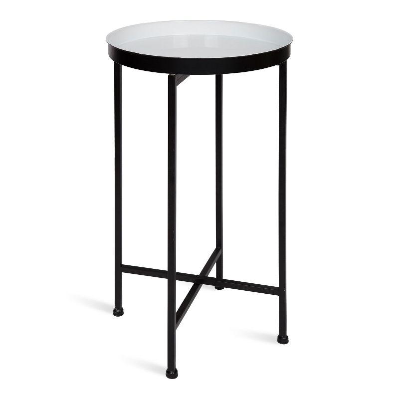 Kate and Laurel Celia Round Metal Tea Table, 14x14x25.75, Black and White
