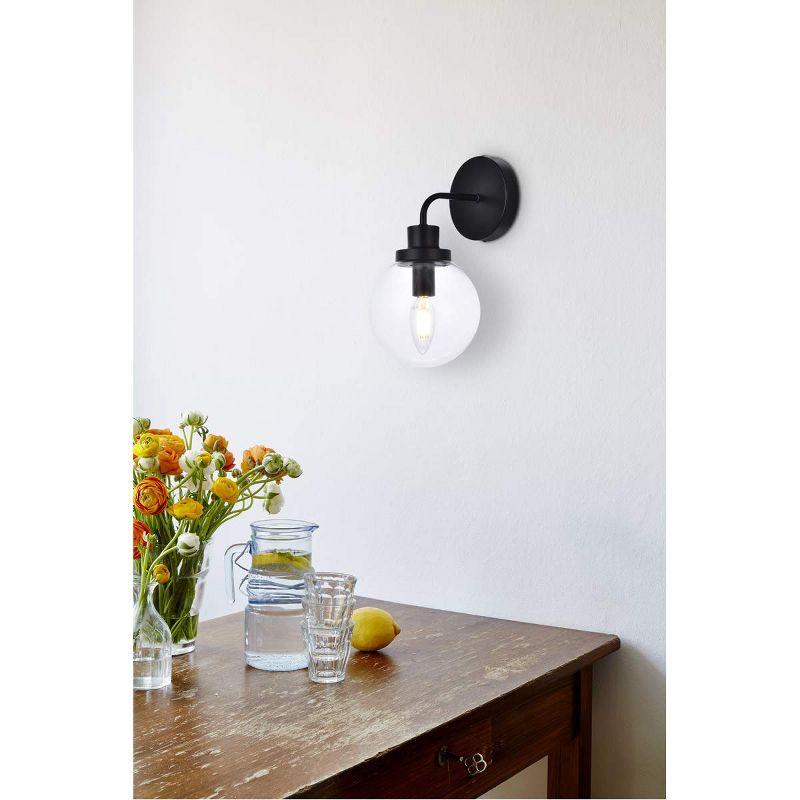 Elegant Lighting Hanson 1 light bath sconce in black with clear shade