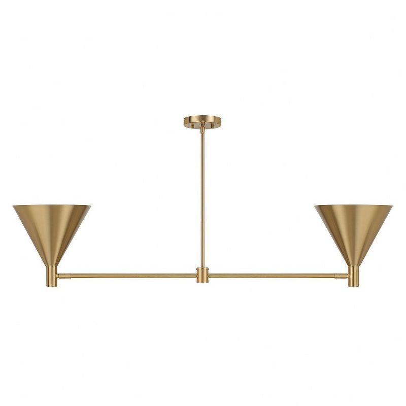 Pharos 2-Light Linear Chandelier in Noble Brass by Breegan Jane