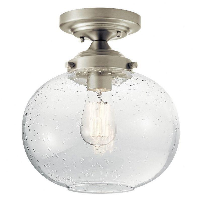 Avery 9.75" 1 Light Semi Flush with Clear Seeded Glass Brushed Nickel