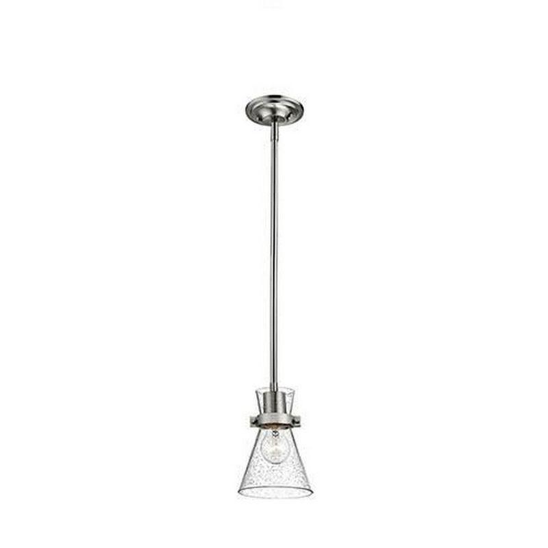 Layton Brushed Nickel Seeded Glass Indoor/Outdoor Pendant Light