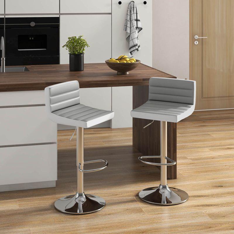 Costway Set of 2 Bar Stools Adjustable Barstool PU Leather Swivel Pub Chairs Armless