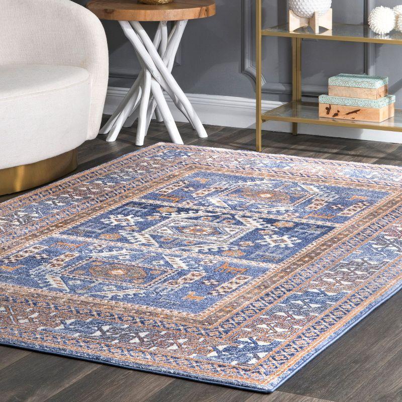 Nuloom Lorena Geometric 3x5 Accent Indoor Area Rug for Living Room Bedroom Dining Room Entryway Kitchen, Blue/Ivory