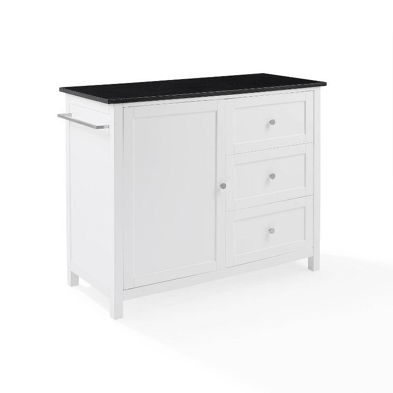 Crosley Soren Granite Top Kitchen Island/Cart Black/White: Traditional Style with Caster Wheels, Storage & Assembly Tools Provided