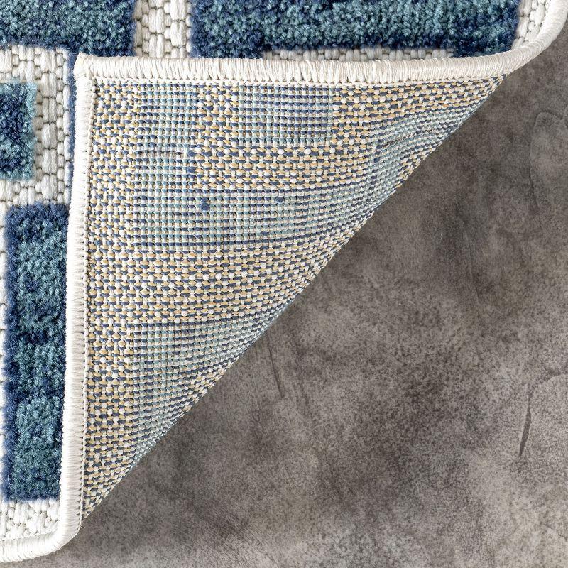 Sleek Mediterranean Elegance 5' x 8' Blue Synthetic Area Rug