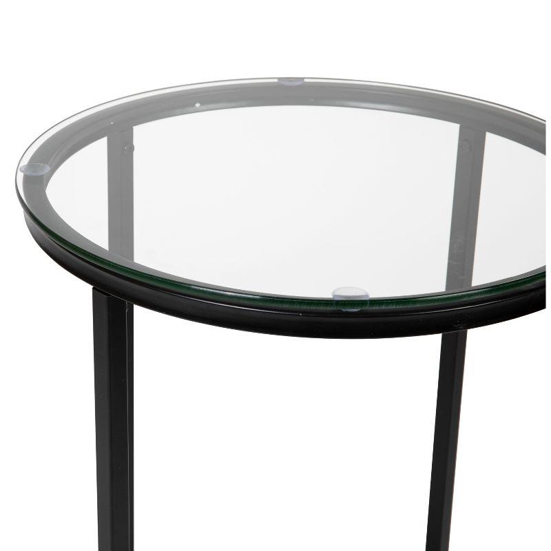 Flash Furniture Greenwich Collection End Table - Modern Clear Glass Accent Table with Crisscross Matte Black Frame