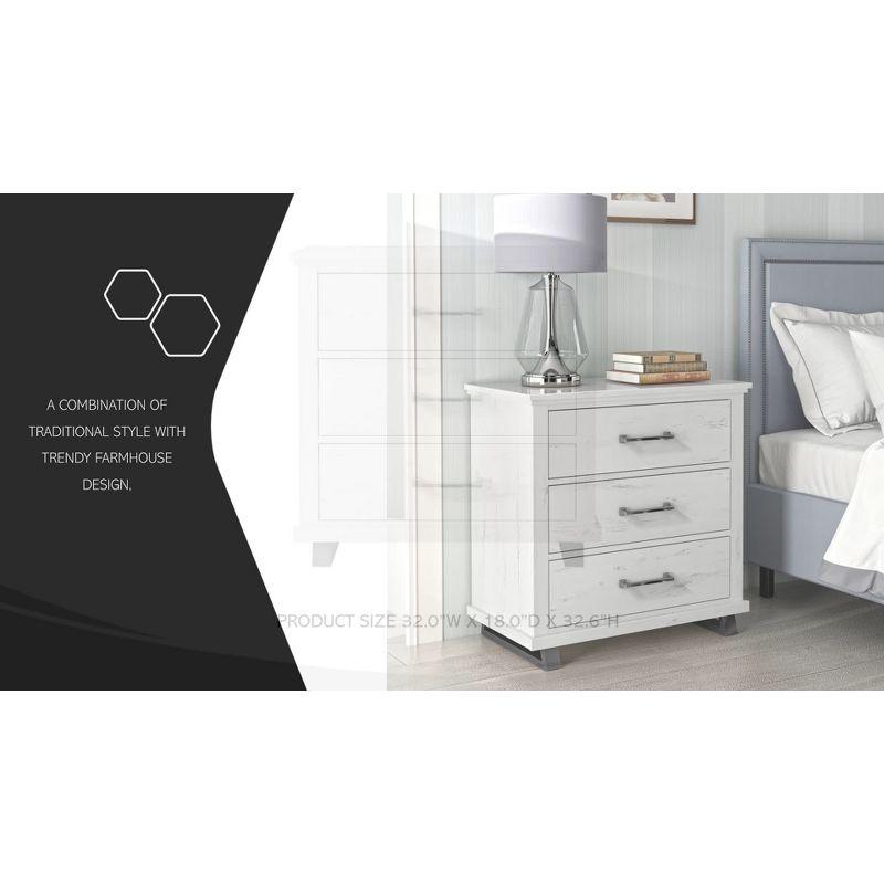 32'' Nightstand Saw Cut Off-White - Festivo