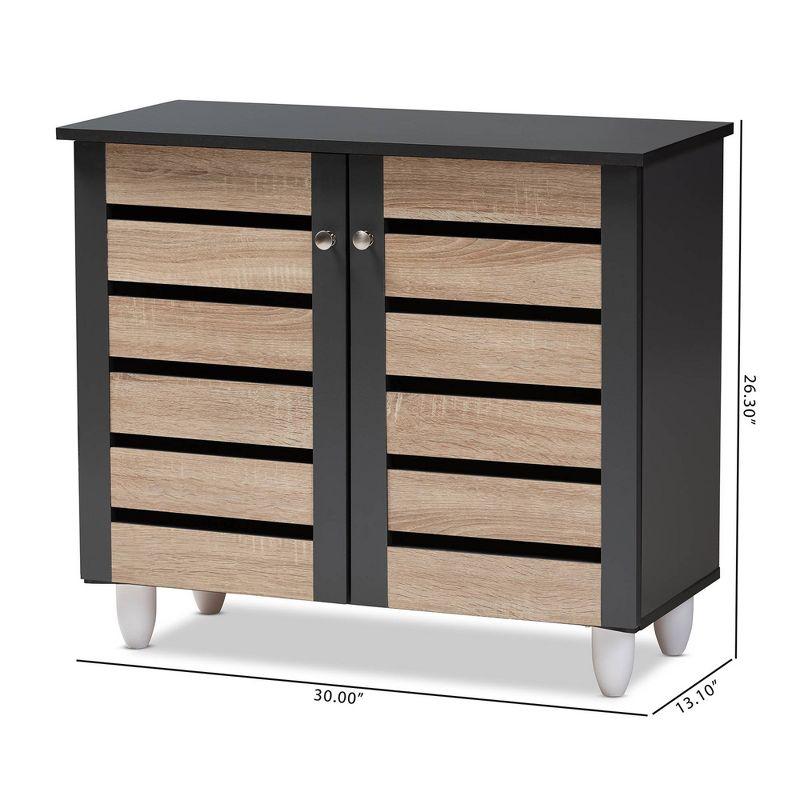 Gisela 2 - Door Shoe Storage Cabinet Dark Gray - Baxton Studio: Freestanding MDF & Plastic, Holds 9 Pairs