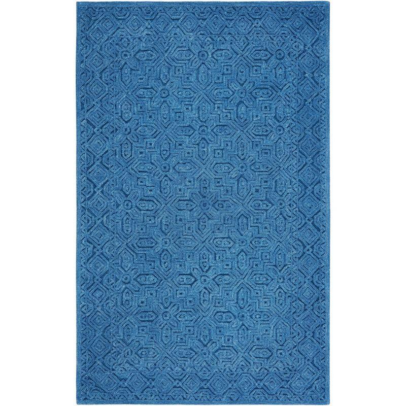 Hand-Tufted Artisan Blue Wool 4' x 6' Rectangular Rug