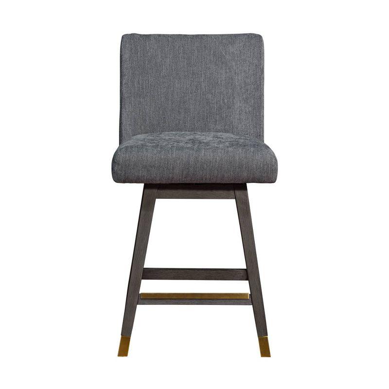 Armen Living Basila Wood Finish with Fabric Swivel Counter Height Barstool Gray Oak