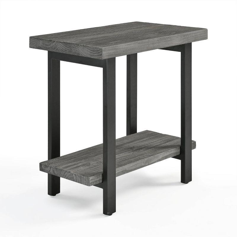 Slate Gray Metal and Reclaimed Wood 2-Tier End Table