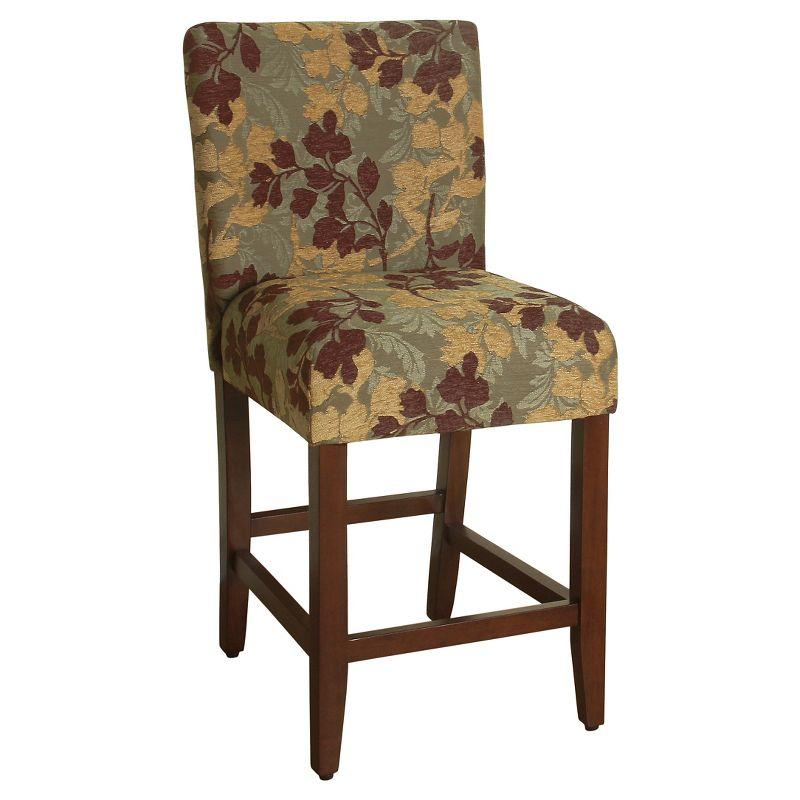 24" Brown and Sage Upholstered Counter Height Barstool