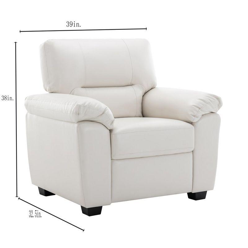 6 seater  Living Room Sofa Loveseat Set Comfortable Faux Leather Couch with Pillows White-Morden Fort
