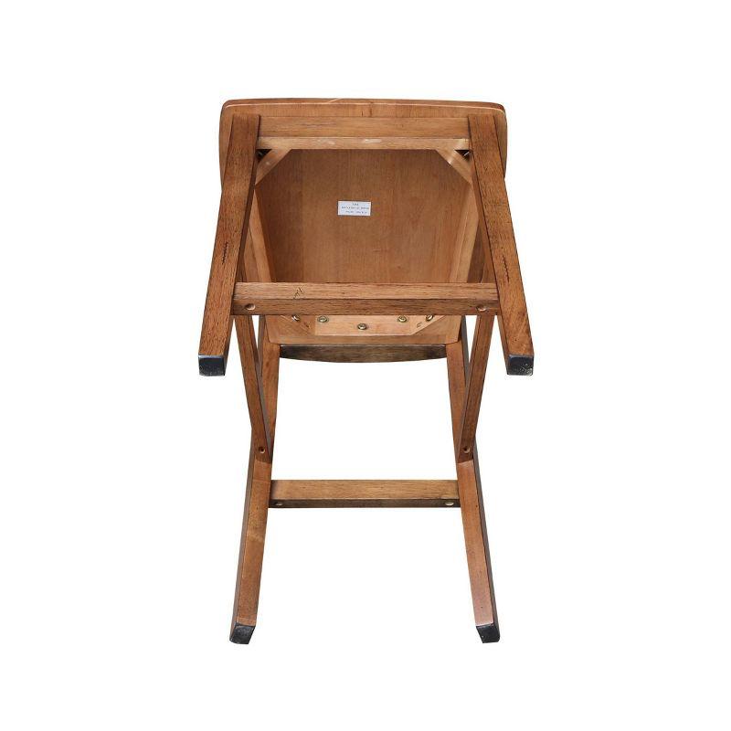 24" San Remo Counter Height Barstool Distressed Oak - International Concepts: Solid Wood, Traditional Style