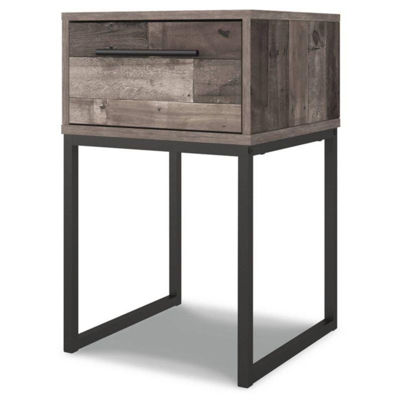 Neilsville Nightstand Black/Gray/Beige - Signature Design by Ashley: Canted Metal Legs, Rustic Finish