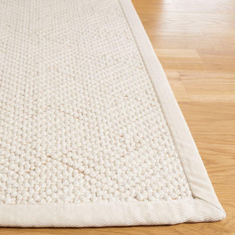 Ivory Handwoven Wool Geometric Runner Rug, 2' x 12'