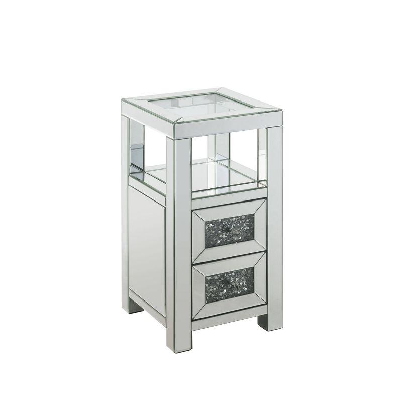 Noralie Mirrored Glass Accent Table with Faux Diamonds