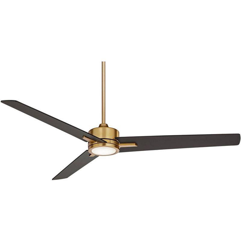 60" Casa Vieja Modern 3 Blade Indoor Ceiling Fan with Light LED Remote Soft Brass Black for House Bedroom Living Room Home Bedroom