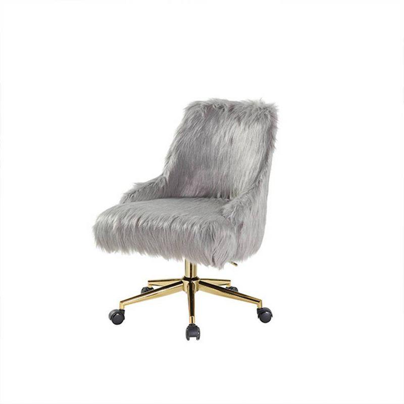 Modern Gray Fabric Mesh Office Chair with Swivel Base and Fixed Arms