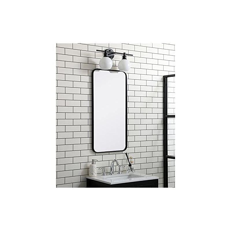 Elegant Lighting Soft corner metal rectangular mirror 18x36 inch in Black