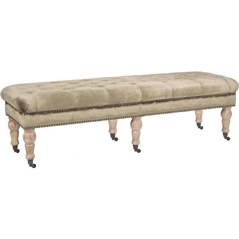 Barney Tufted Bench with Brass Nail Heads  - Safavieh