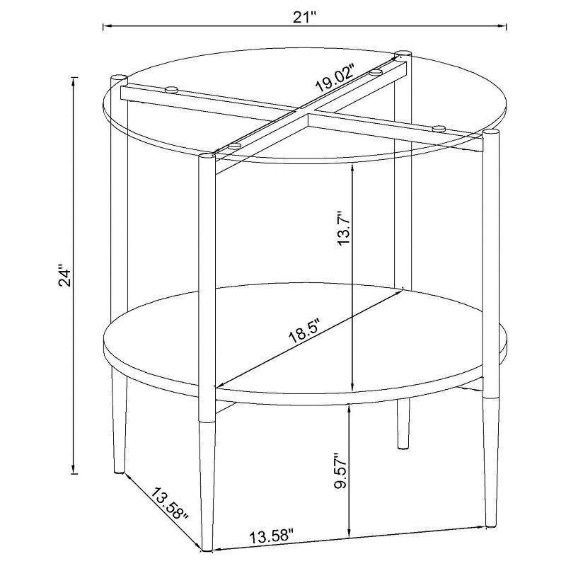 21'' Silver Transitional Round Glass & Faux Marble End Table