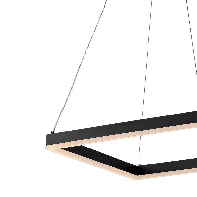15.75" 1-Light Nero Square Modern Contemporary Aluminum Integrated LED Hoop Pendant Black - JONATHAN Y: ETL Listed, Adjustable Height