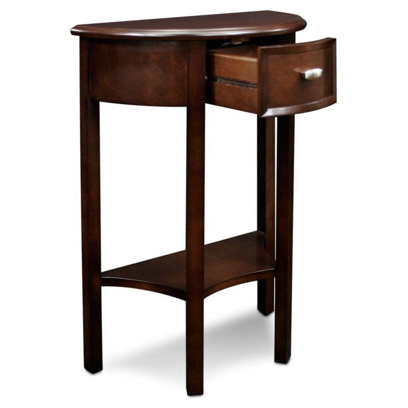 Demilune Hall Stand - Chocolate Cherry - Leick Home: Entryway Furniture with Drawer & Lower Shelf