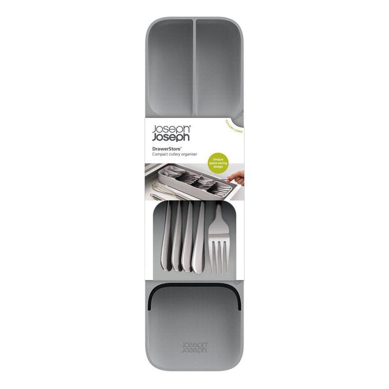 Joseph Joseph DrawerStore Compact Cutlery Organizer- Gray: In-Drawer Flatware Storage with Multiple Compartments