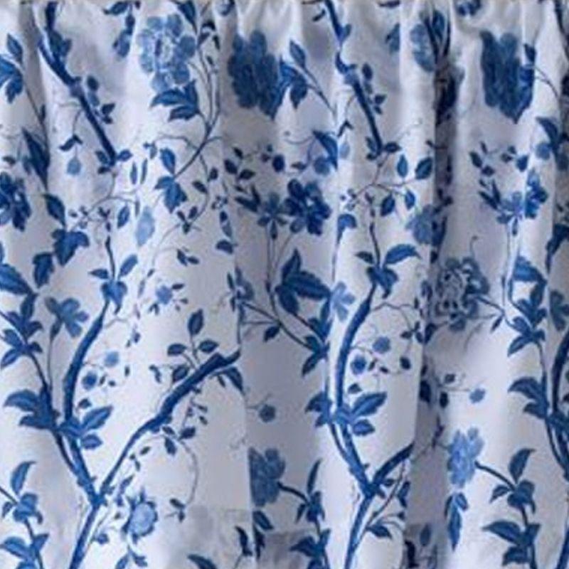 Charlotte Blue Floral Cotton Rod Pocket Valance