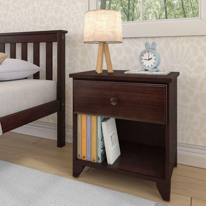 Max & Lily Classic Wood Nightstand with 1 Drawer, Kids Bedside Table/End Table, Small Nightstand for Bedroom