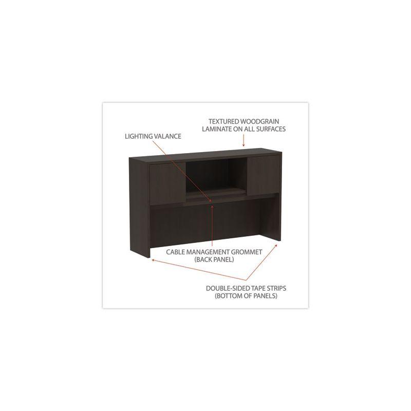 Espresso Woodgrain Laminate Desk Hutch with Doors and Compartments