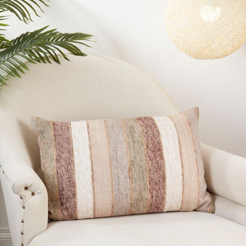 Beige and Brown Striped Cotton Pillow Cover 16"x24"