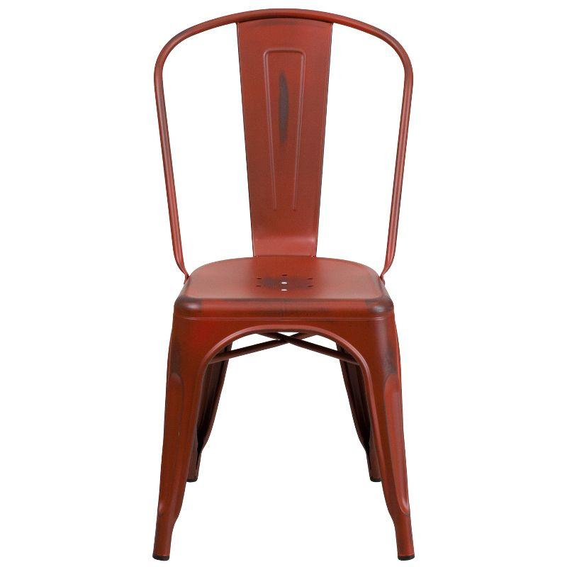 Kelly Red Distressed Metal Indoor-Outdoor Stackable Chair