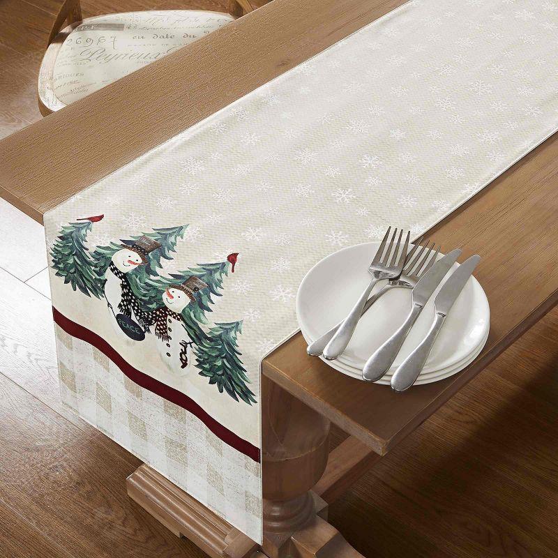 Beige Winter Snowman Polyester Cotton Table Runner 14" x 72"