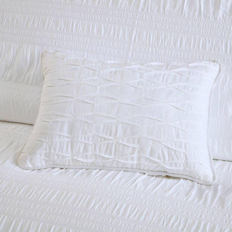 Nicolette White Standard Cotton 200 TC Seersucker 4-Piece Duvet Cover Set