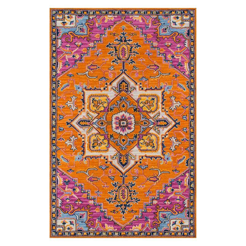 2'x3' Medallion Tufted Accent Rug Orange - Momeni: Wool, Traditional Handmade Medium Pile, Indoor Use