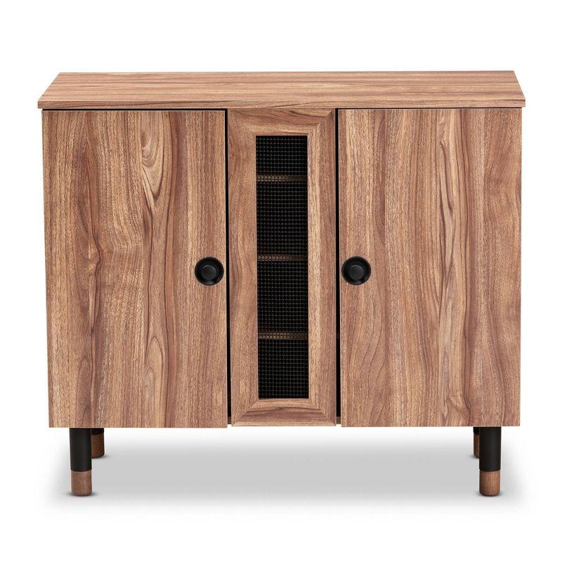 2 Door Valina Wood Entryway Shoe Storage Cabinet Brown - Baxton Studio: Oak Finish, Ventilated, 4 Shelves