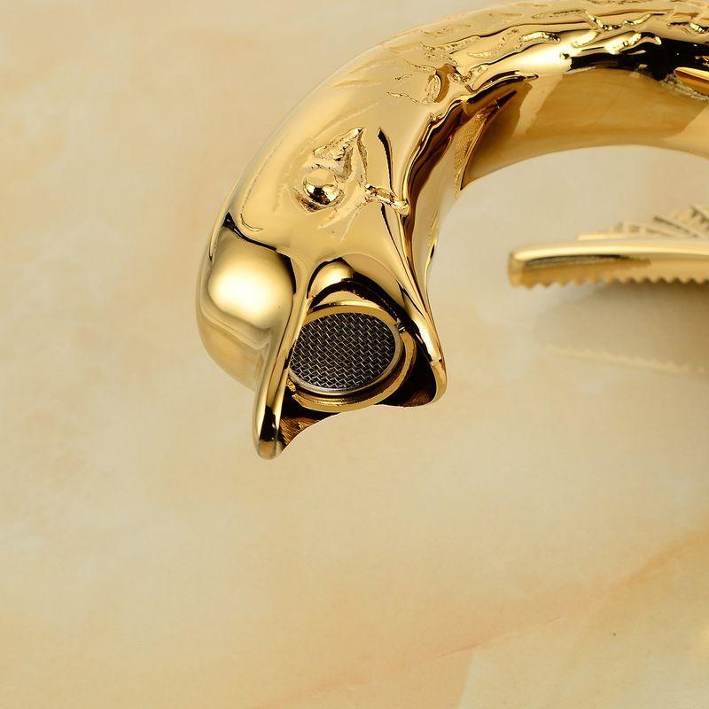 BWE Swan Single Hole Single Handle Bathroom Vessel Sink Faucet With Pop Up Drain in Polished Gold