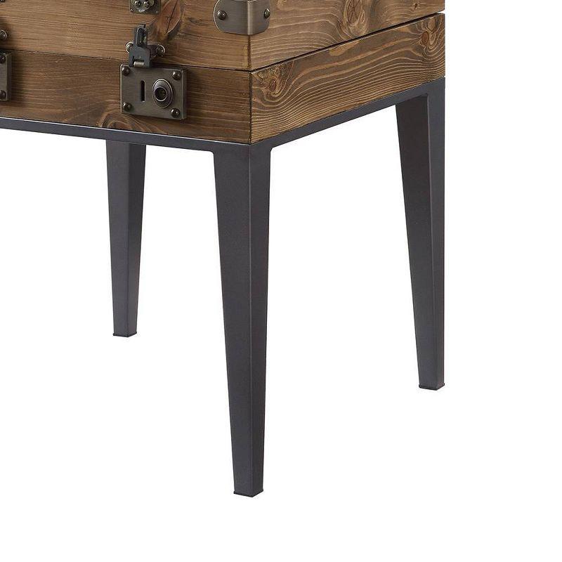 20" Kolin Accent Table Rustic Oak/Matte Gray - Acme Furniture: Display Case, Beveled Glass, No Assembly