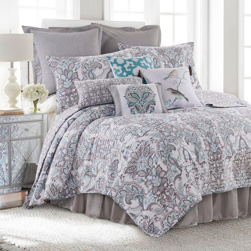 Legacy Paisley Quilt Set - Full/Queen Quilt and Two Standard Pillow Shams Grey - Levtex Home