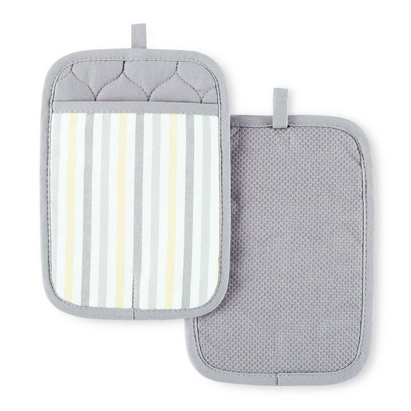 Gray and Yellow Silicone Grip Pot Holder Set, 2-Pack