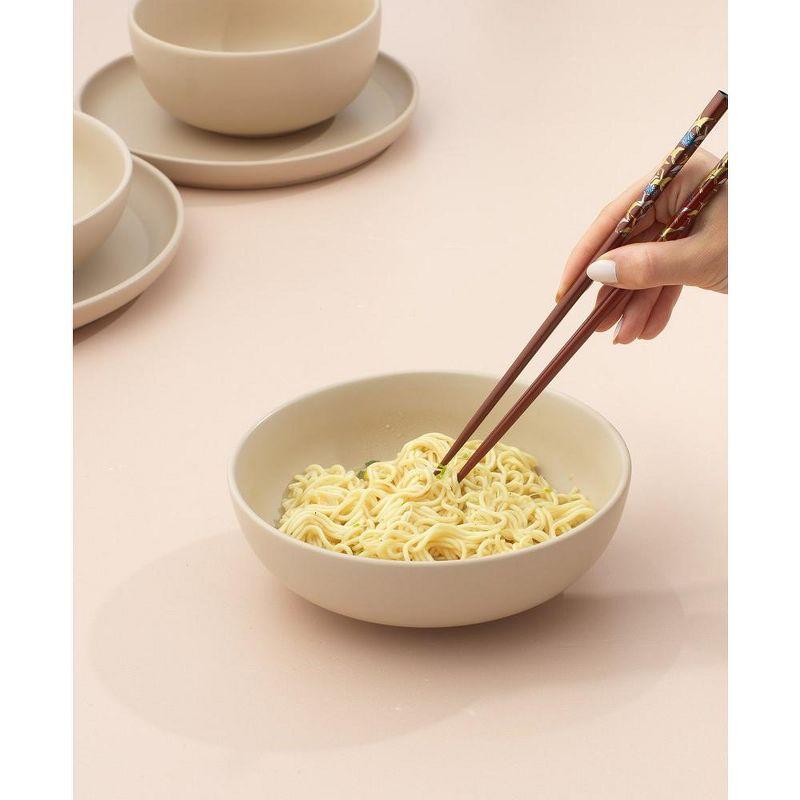 JoyJolt Mesa 4-Piece Stoneware Pasta Bowls Set – 30oz – Matte Beige