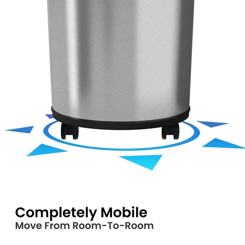iTouchless Rolling Sensor Kitchen Trash Can with Wheels and AbsorbX Odor Filter 23 Gallon Silver Stainless Steel