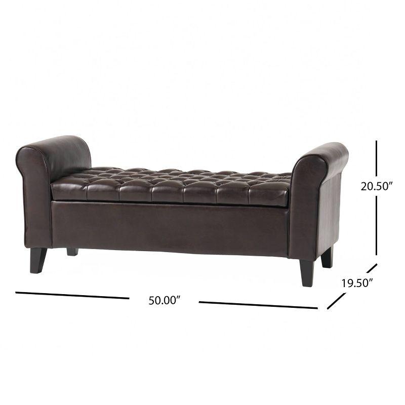 Keiko Storage Bench - Brown Leather - Christopher Knight Home: Elegant Tufted Design, Soft-Close Hinge