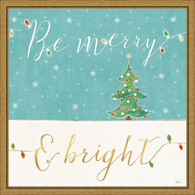 Amanti Art Be Merry and Bright Christmas Tree by Veronique Charron Canvas Wall Art Print Framed 16 x 16-in.