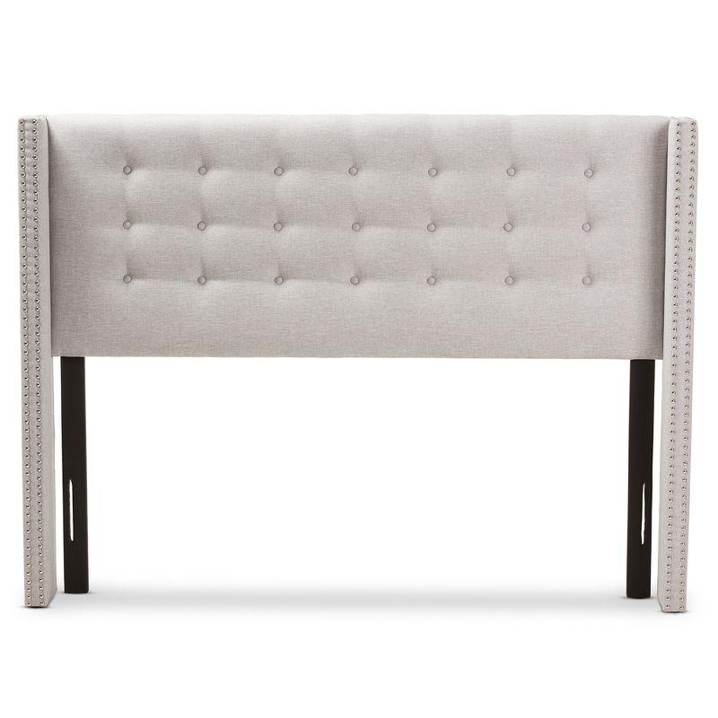 King Ginaro Modern Tufted Nail Head Winged Headboard Gray - Baxton Studio: Upholstered, Contemporary Design