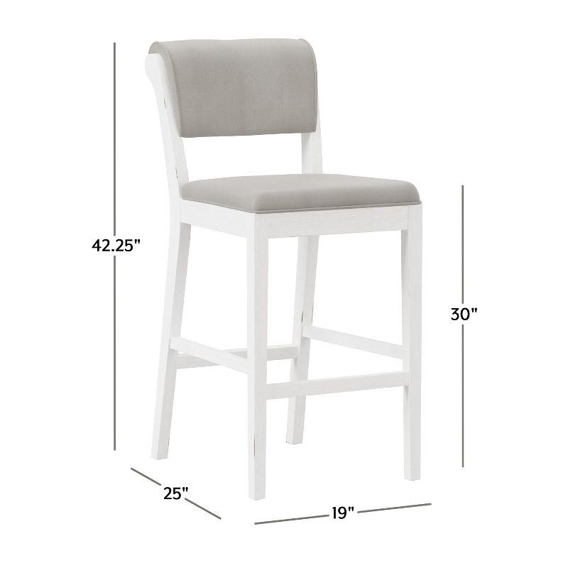 Clarion Wood and Upholstered Panel Back Barstool Sea White - Hillsdale Furniture: Matte Finish, Polyester Upholstery, Rubberwood Legs